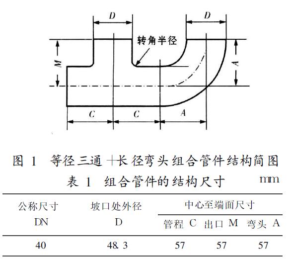 等徑三通+長(zhǎng)徑彎頭組合管件結(jié)構(gòu)簡(jiǎn)圖